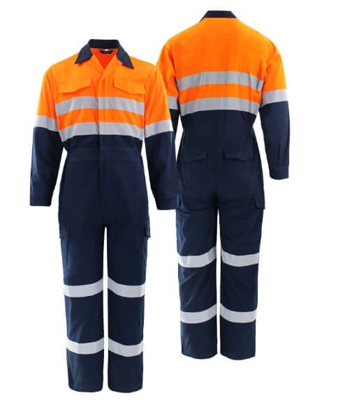 oem custom hi vis road way safety reflective coverall construction workwear clothing cotton coverall