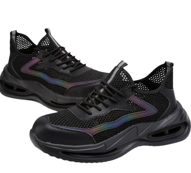 summer flyweave breathable safety shoes steel toe steel sole safety shoes