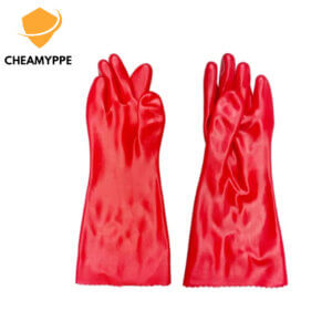 wholesale long sleeved red pvc glove acid oil chemical resistant double dip grip safety work gloves