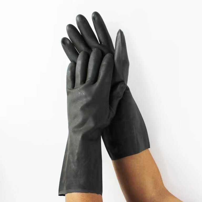 black neoprene chemical resistant gloves 13 inches alcohol resistant