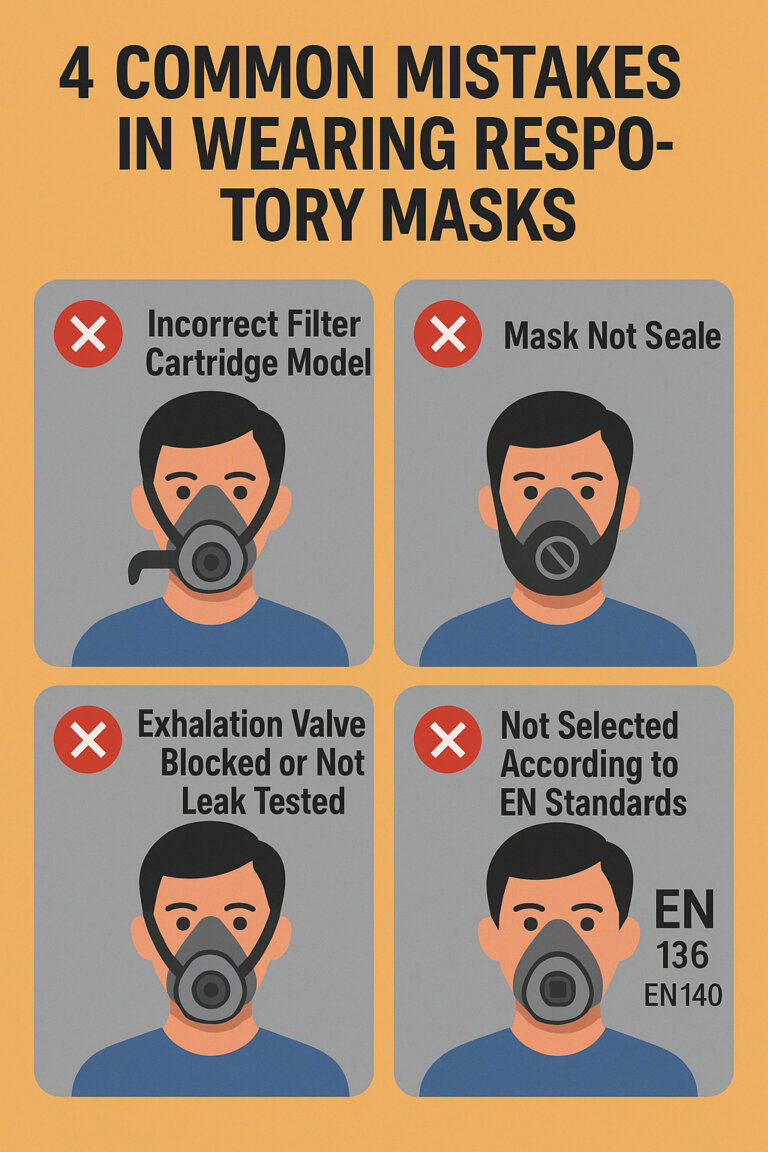 4 common mistakes in wearing respiratory masks infographic