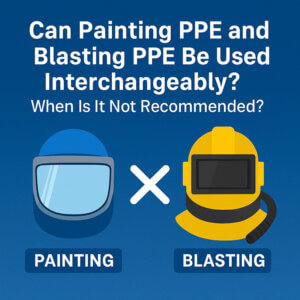 Comparison of painting PPE and blasting PPE showing that the two types of protective equipment are not interchangeable in most industrial applications.