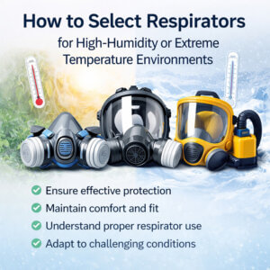 Respirators including half mask, full face mask and PAPR used in high humidity and extreme temperature environments for workplace safety