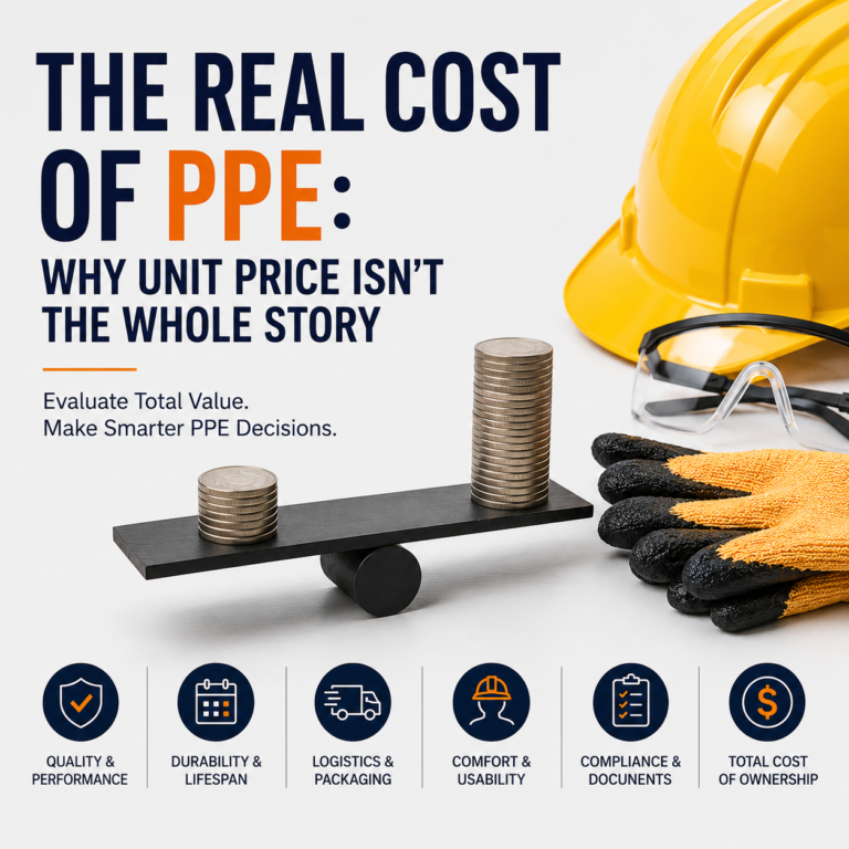 PPE total cost of ownership infographic showing key factors beyond unit price